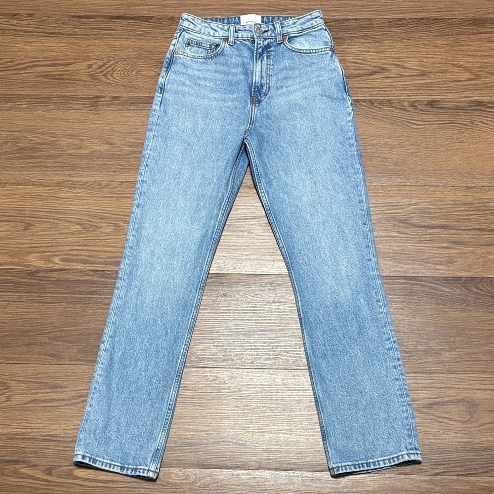 Reformation Jax High Rise Straight Leg Jeans 28 Light Wash Stretch